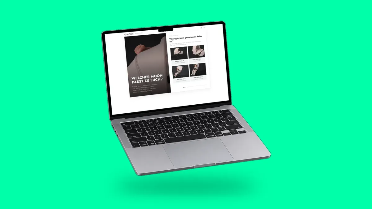 Die Website MOON Buggyfinder auf einem Laptop