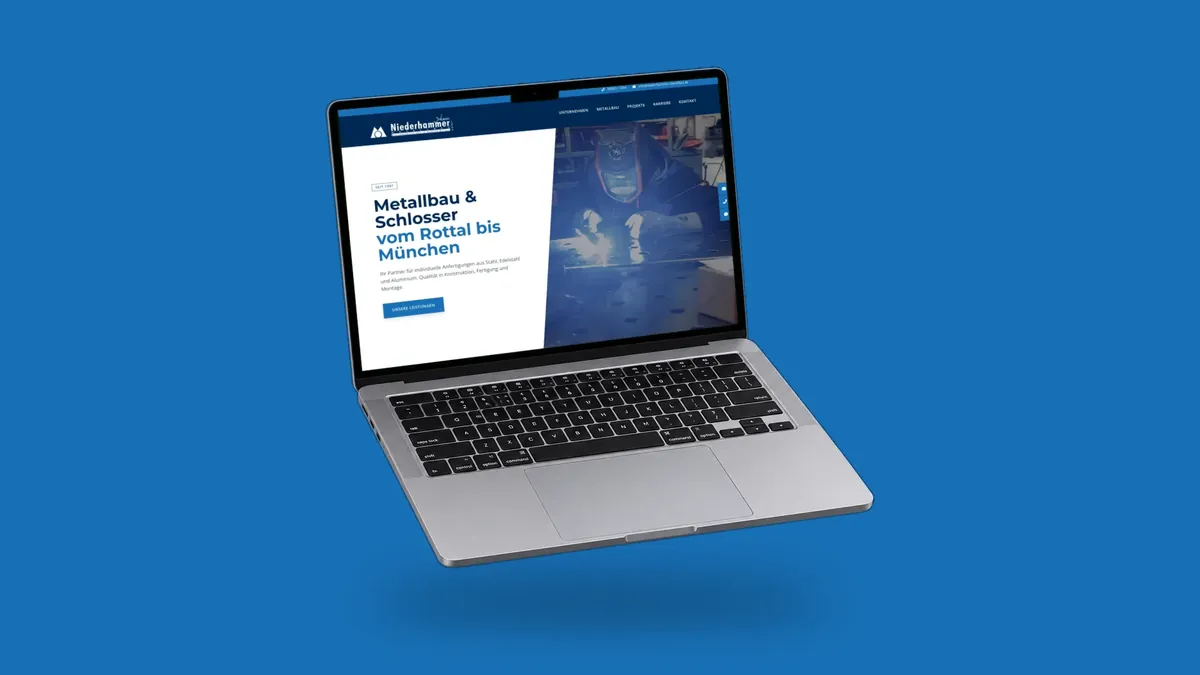 Die Website Niederhammer Metallbau auf einem Laptop