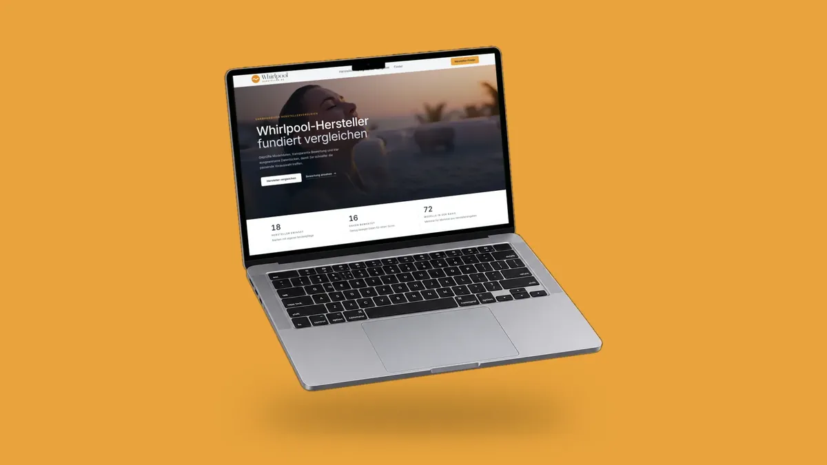 Die Website Whirlpool-Hersteller.de auf einem Laptop