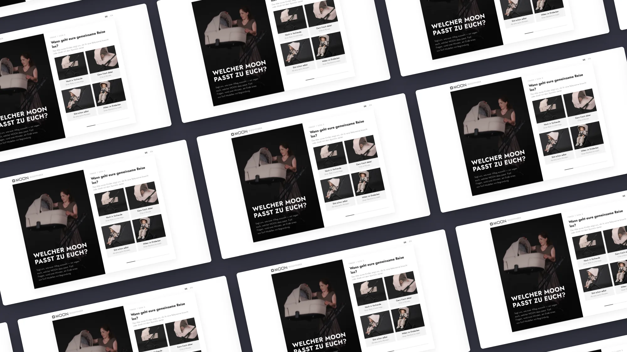 Seiten der Website von MOON Buggyfinder als Mockup