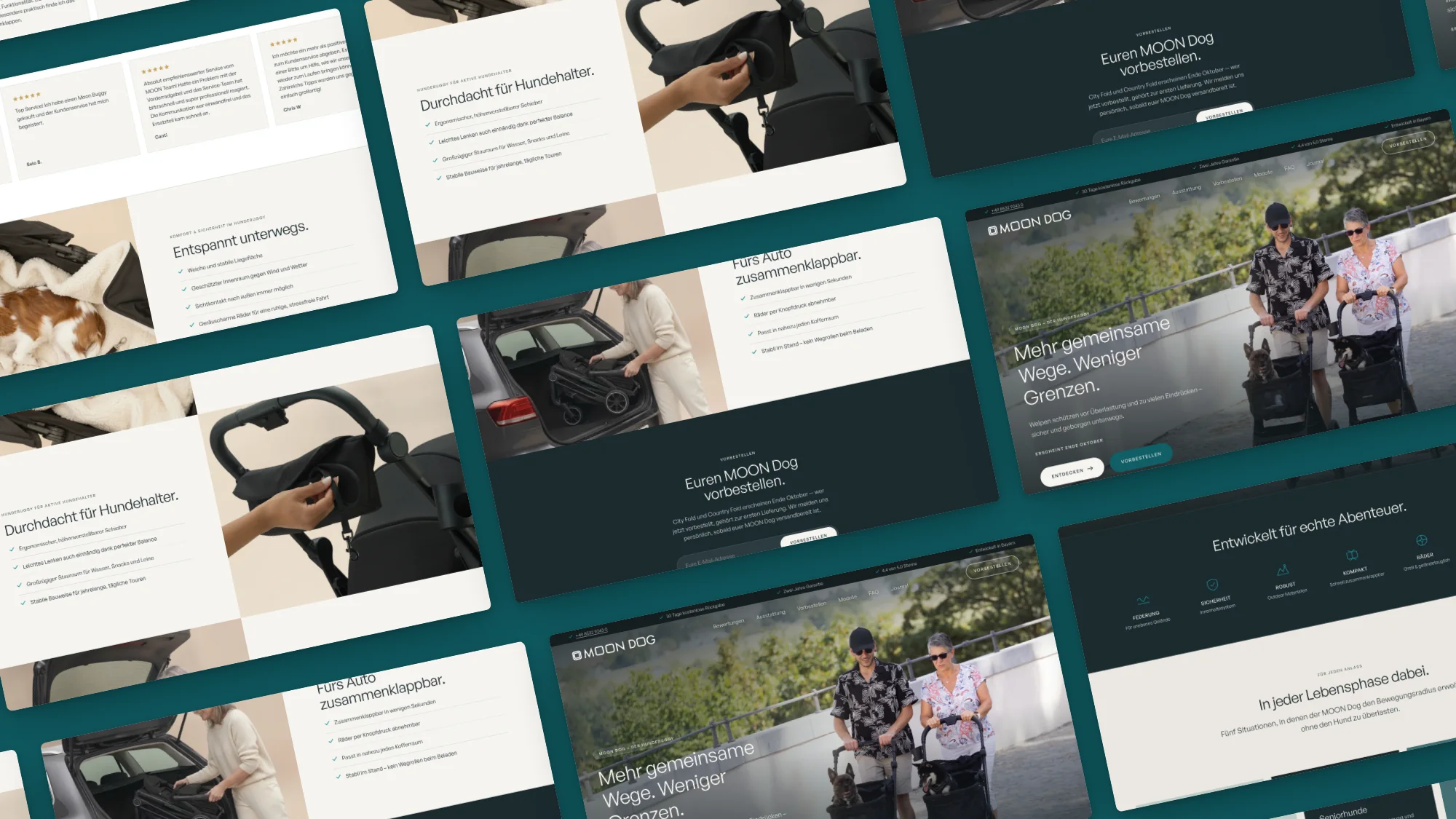 Seiten der Website von MOON Dog als Mockup