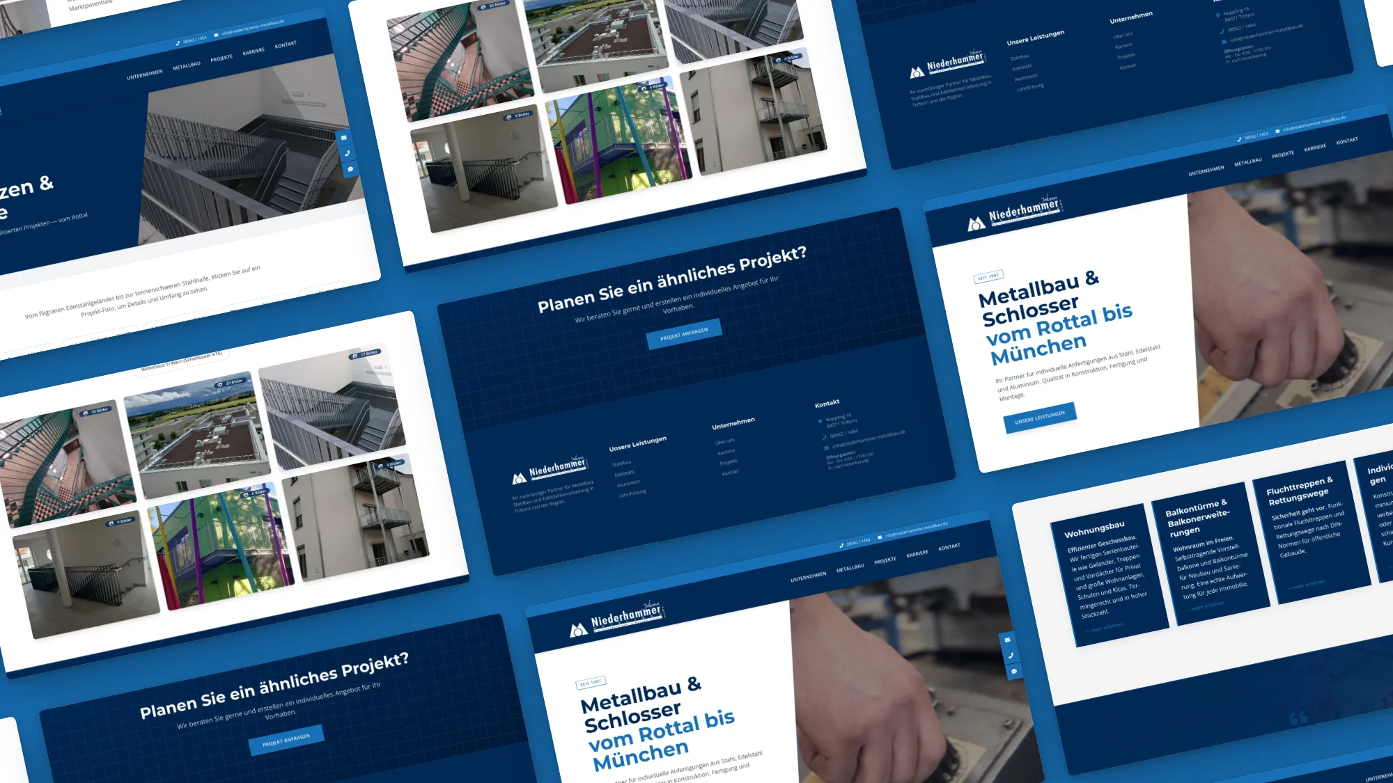 Seiten der Website von Niederhammer Metallbau als Mockup