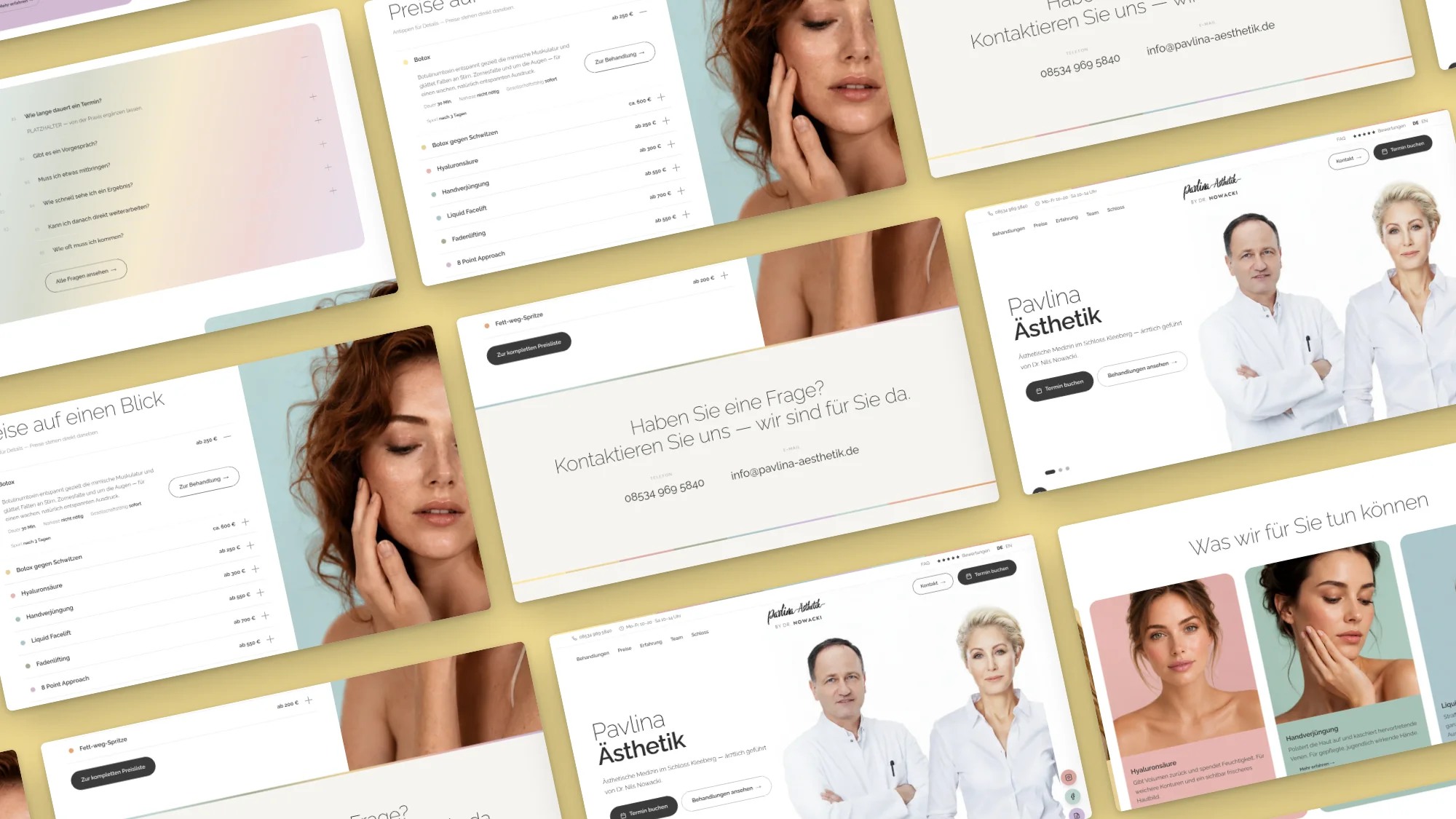 Seiten der Website von Pavlina Aesthetik als Mockup