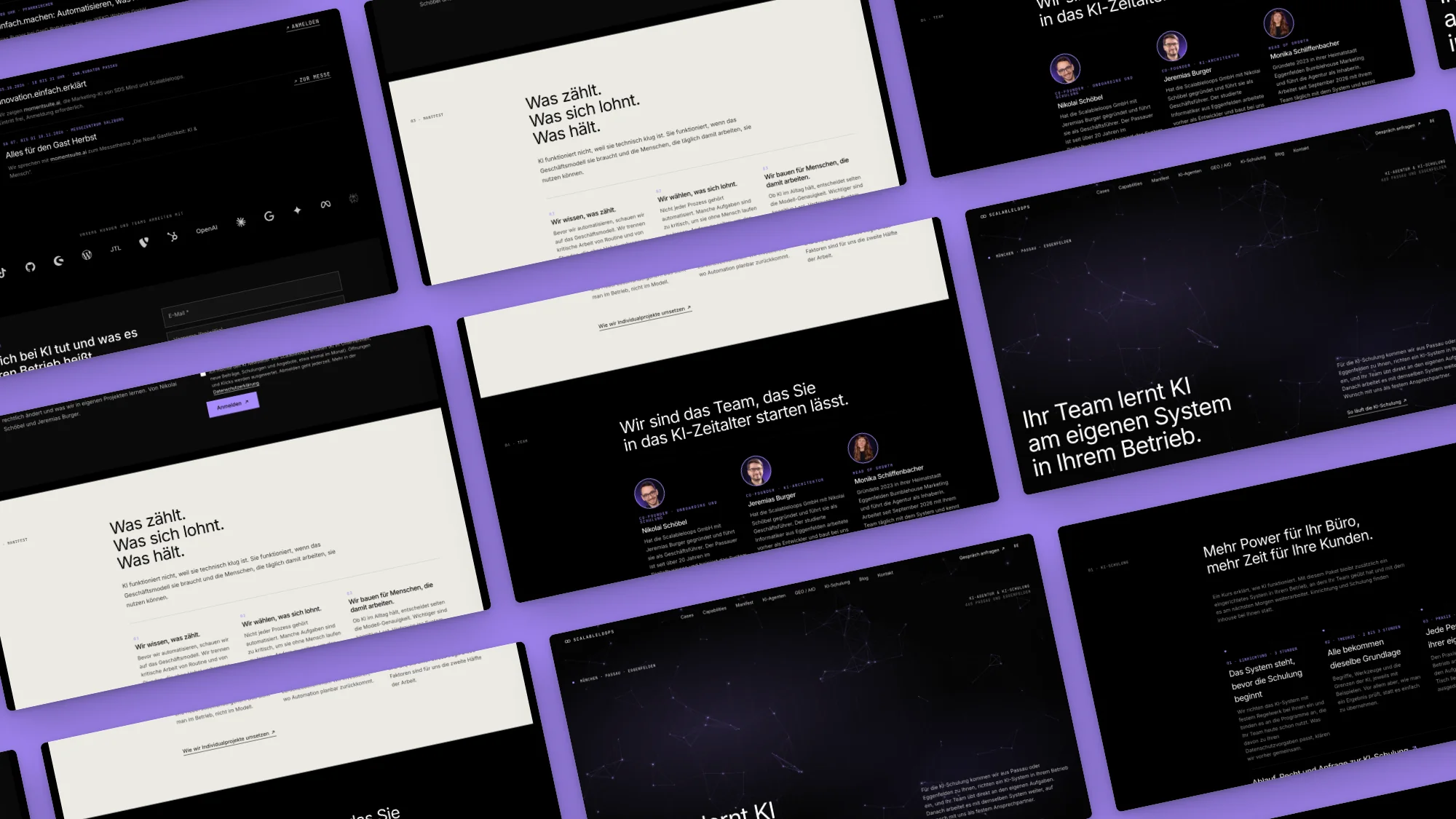 Seiten der Website von Scalableloops als Mockup