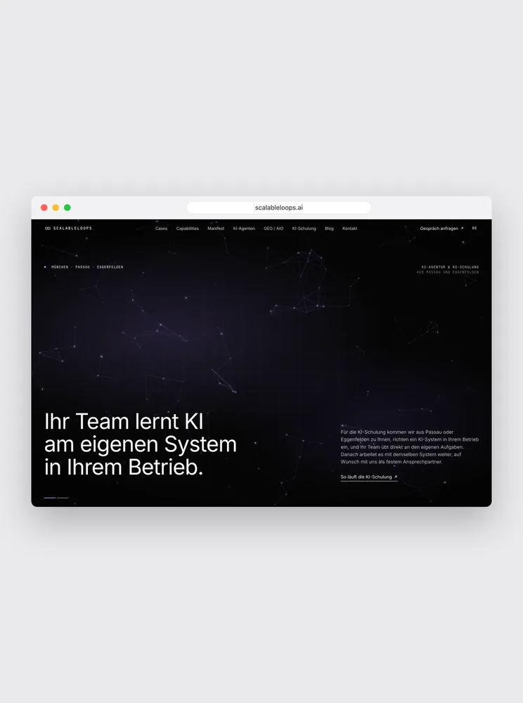Die Website von Scalableloops als Mockup in einem Browserfenster