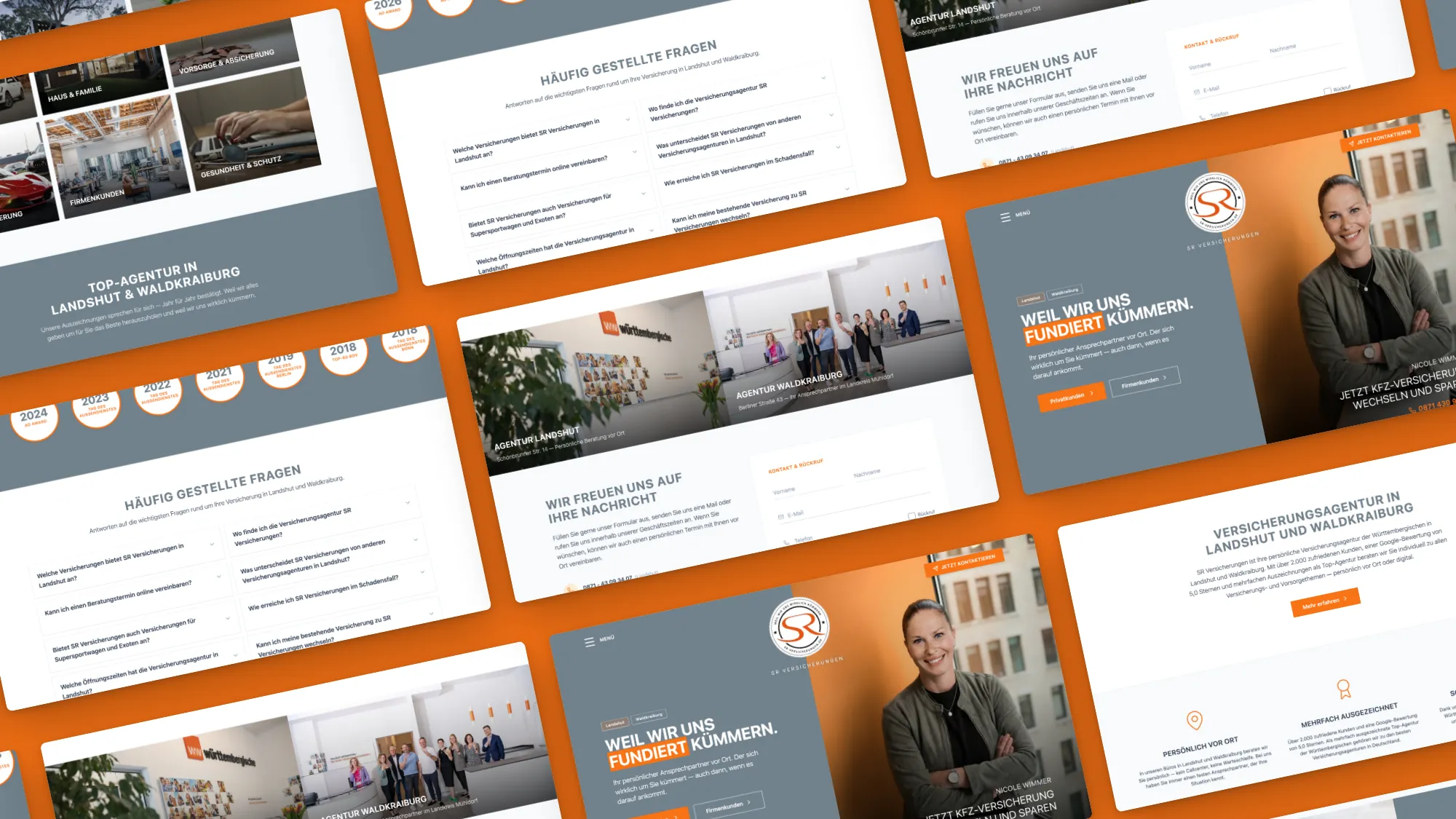 Seiten der Website von SR Versicherungen als Mockup