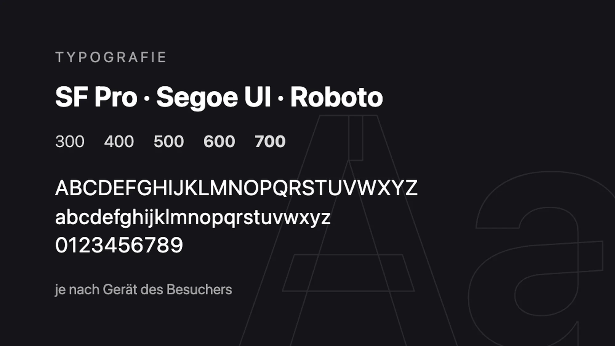 Typografie der Website von SR Versicherungen: SF Pro, Segoe UI oder Roboto je nach Gerät