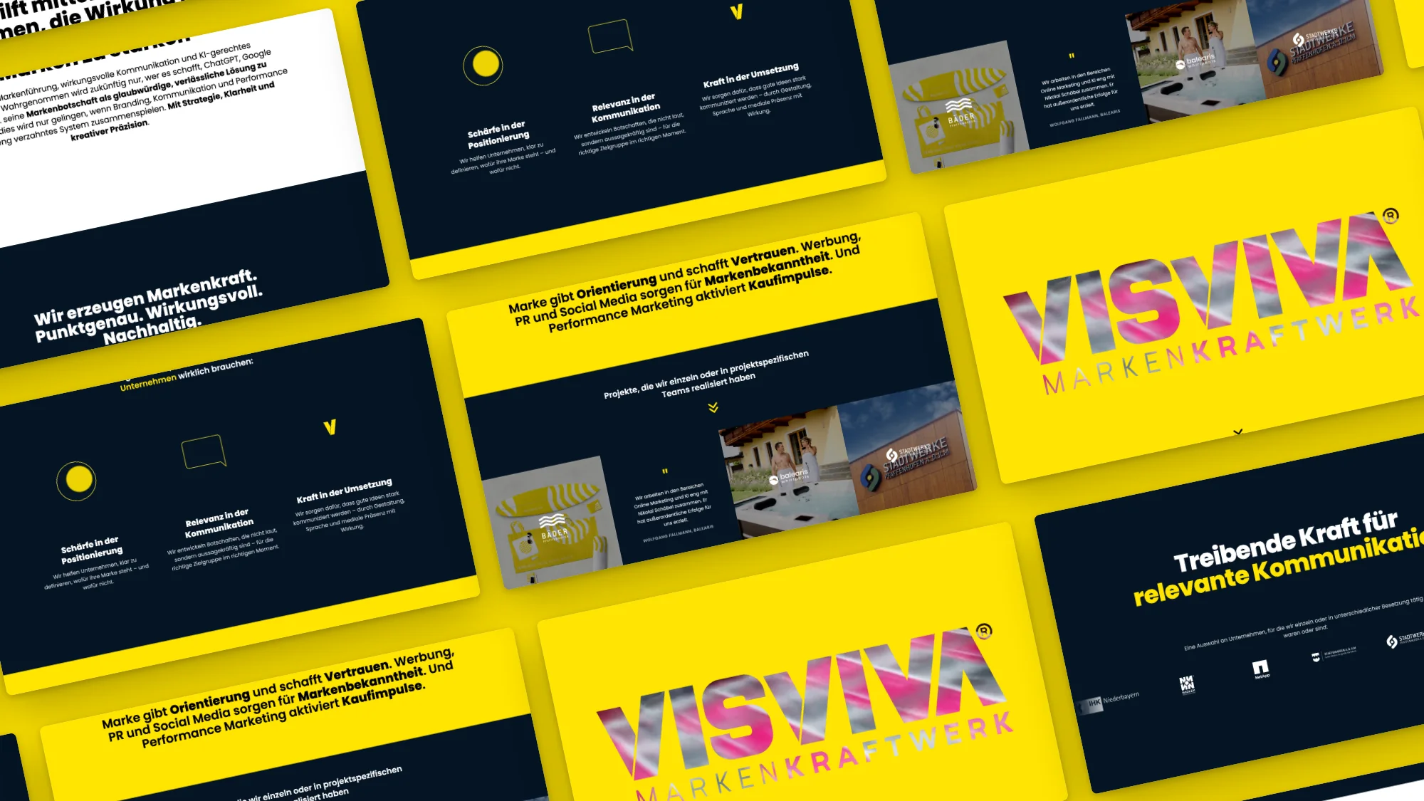 Seiten der Website von VisViva als Mockup