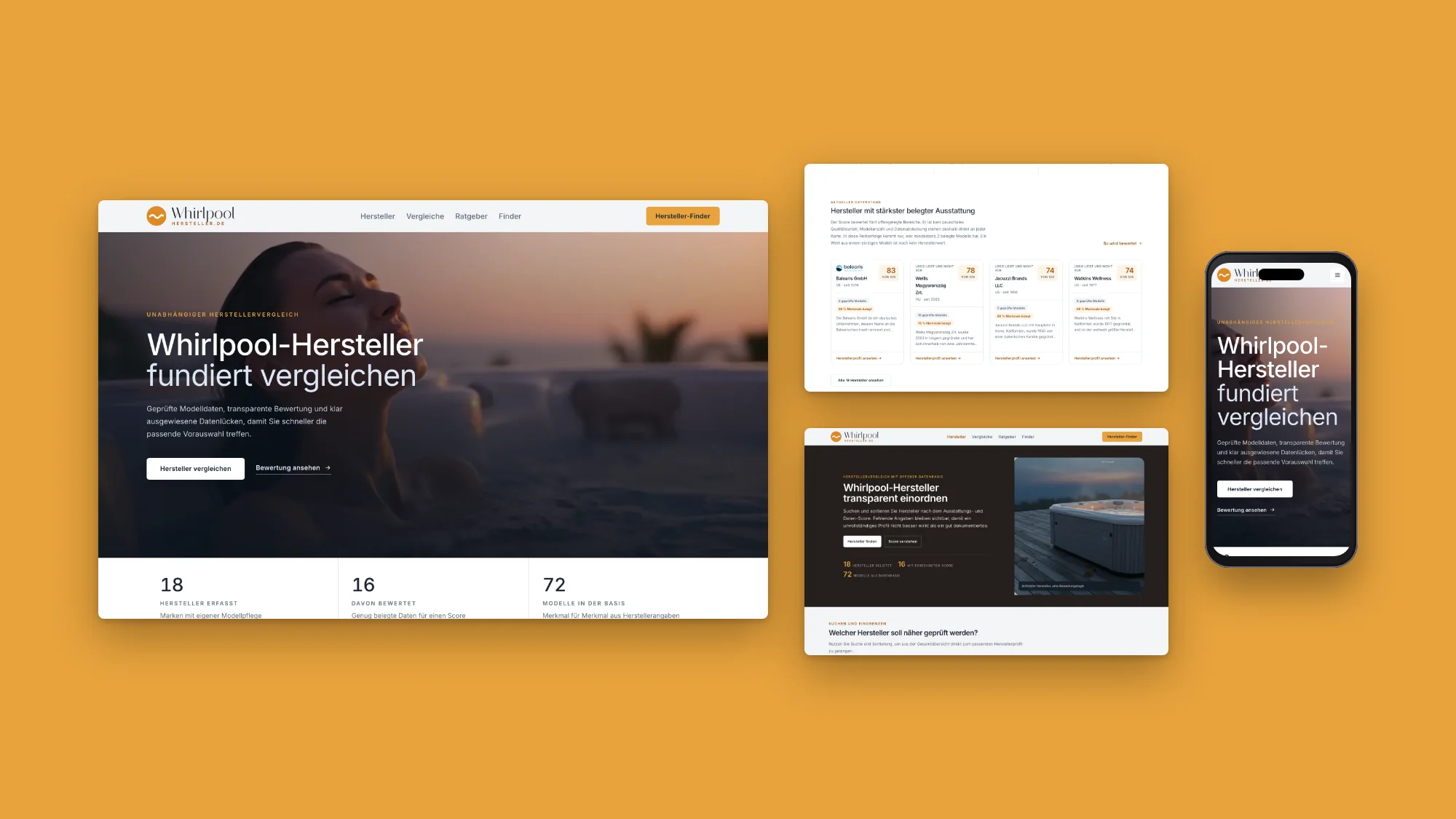 Desktop- und Mobilansichten der Website von Whirlpool-Hersteller.de