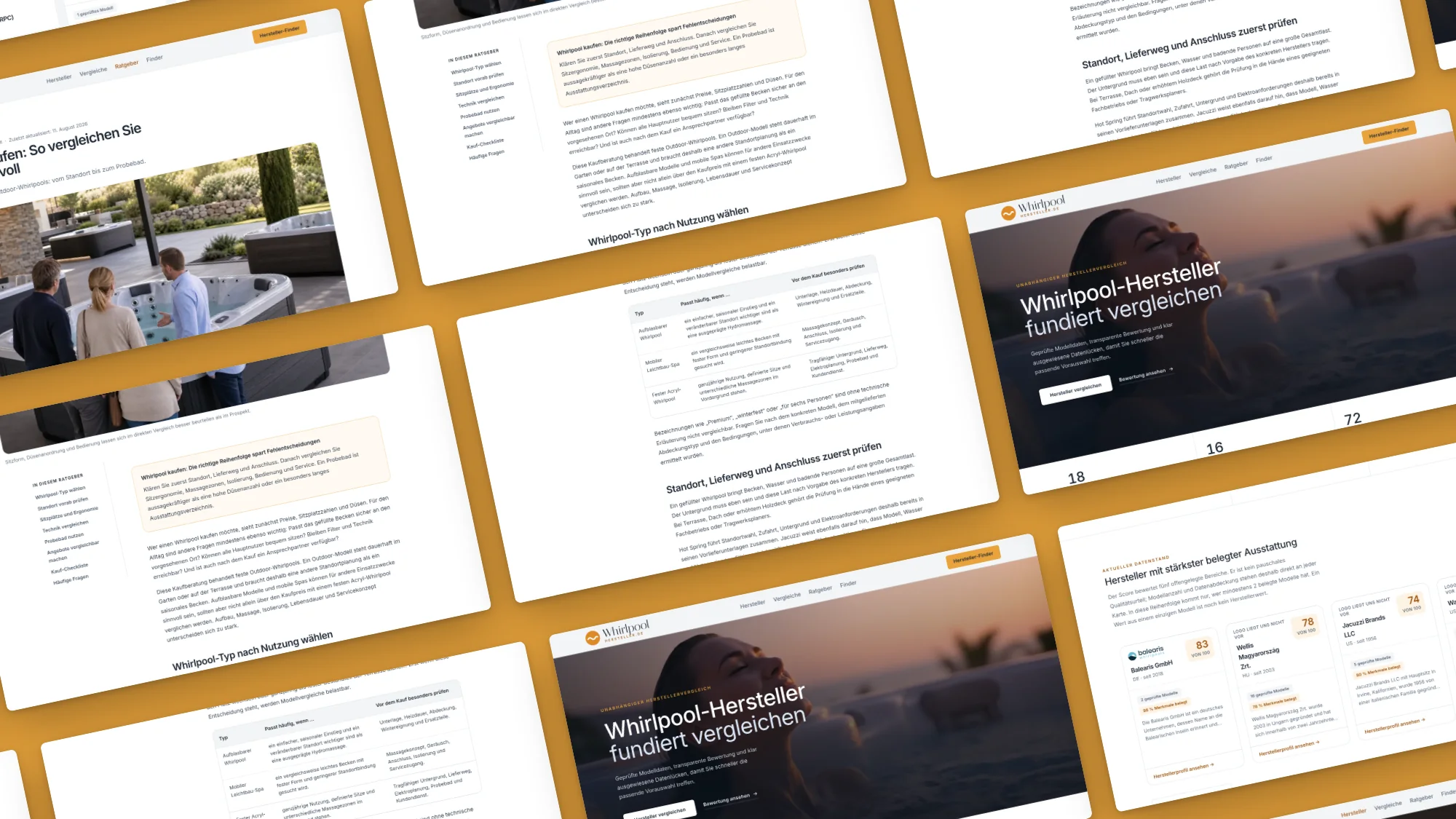 Viele Seiten der Website von Whirlpool-Hersteller.de als Raster