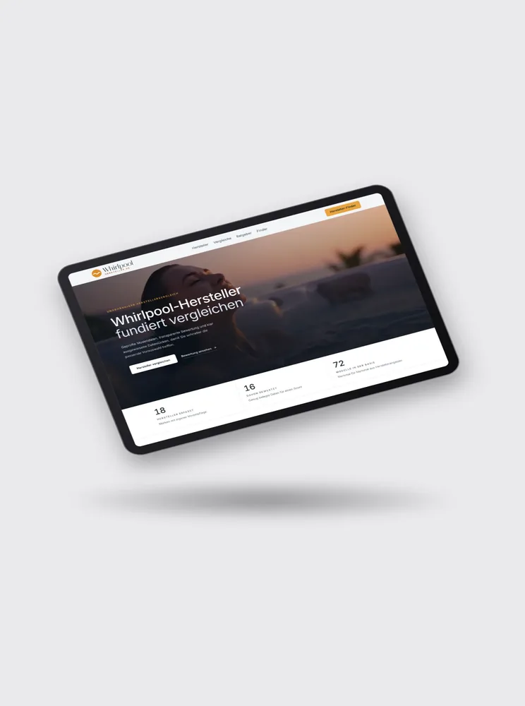 Die Website von Whirlpool-Hersteller.de als Mockup auf einem Tablet
